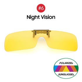 VIVIBEE Siamese Men Square Clip on Polarized Night Driving Glasses with Yellow 2023 Fishing Women Sunglasses Clips (Lenses Color: 6 Night Vision, Frame Color: With Plastic Case)