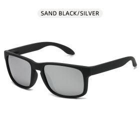 Classic Black Square Polarized Sunglasses Men Women Fashion Sports Sun Glasses Male Stylish Outdoor Driving Fishing Shades (Lenses Color: Black Silver)