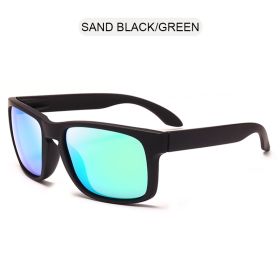 Classic Black Square Polarized Sunglasses Men Women Fashion Sports Sun Glasses Male Stylish Outdoor Driving Fishing Shades (Lenses Color: black green)