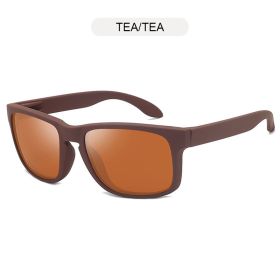 Classic Black Square Polarized Sunglasses Men Women Fashion Sports Sun Glasses Male Stylish Outdoor Driving Fishing Shades (Lenses Color: TEA TEA)