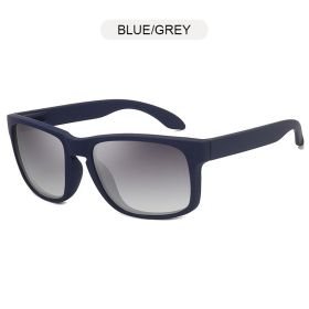 Classic Black Square Polarized Sunglasses Men Women Fashion Sports Sun Glasses Male Stylish Outdoor Driving Fishing Shades (Lenses Color: Blue Grey)