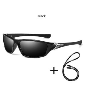 With Glasses Chain Polarized Sports Sunglasses Men Women Fishing Hiking Cycling Climbing Skiing Vintage Sport Sun Glasses UV400 (Lenses Color: ChainD23(Black))