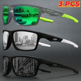 2025 New Sports Polarized Sunglasses Wraparound Design Multicolor Coated Lenses Unisex UV Protection for Driving Fishing Durable (Lenses Color: 3PCS-C4)