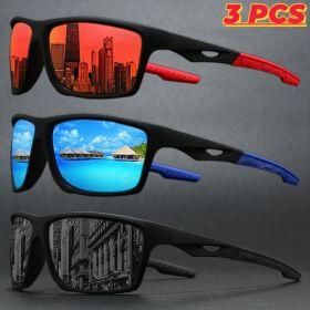 2025 New Sports Polarized Sunglasses Wraparound Design Multicolor Coated Lenses Unisex UV Protection for Driving Fishing Durable (Lenses Color: 3PCS-C3)