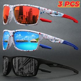 2025 New Sports Polarized Sunglasses Wraparound Design Multicolor Coated Lenses Unisex UV Protection for Driving Fishing Durable (Lenses Color: 3PCS-C1)