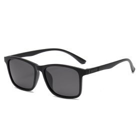 Luxury Men Polarized sunglasses Fashion Vintage square Ultra Light TR90Frame Driving Fishing sun Glasses For Man UV400 Eyewear (Lenses Color: black)