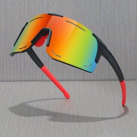 Sports Wrap Around Sunglasses For Women Men Large One Piece Sun Shades For Cycling Fishing Skiing Fashion Sun Glasses UV400 (Lenses Color: Red)
