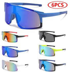 Sports Wrap Around Sunglasses For Women Men Large One Piece Sun Shades For Cycling Fishing Skiing Fashion Sun Glasses UV400 (Lenses Color: 6pcs mixed)