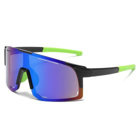 Sports Wrap Around Sunglasses For Women Men Large One Piece Sun Shades For Cycling Fishing Skiing Fashion Sun Glasses UV400 (Lenses Color: blue green)