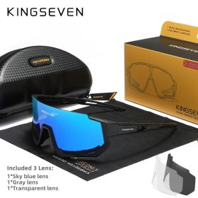 KINGSEVEN New Cycling Sunglasses Men Sports Women Mtb Bicycle Glasses UV400 Polarized Fishing Protection Eyewear Outdoor (Lenses Color: C05 Black-Blue, Frame Color: other)