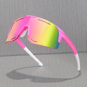 Sports Wrap Around Sunglasses For Women Men Large One Piece Sun Shades For Cycling Fishing Skiing Fashion Sun Glasses UV400 (Lenses Color: pink white)