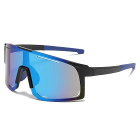 Sports Wrap Around Sunglasses For Women Men Large One Piece Sun Shades For Cycling Fishing Skiing Fashion Sun Glasses UV400 (Lenses Color: Black Blue)