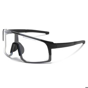 Sports Wrap Around Sunglasses For Women Men Large One Piece Sun Shades For Cycling Fishing Skiing Fashion Sun Glasses UV400 (Lenses Color: black clear)