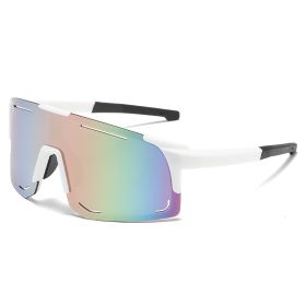 Sports Wrap Around Sunglasses For Women Men Large One Piece Sun Shades For Cycling Fishing Skiing Fashion Sun Glasses UV400 (Lenses Color: White)