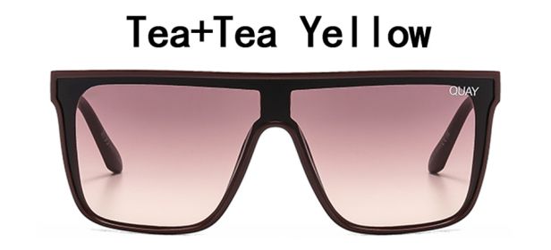 Quay Brand Designer Square Sunglasses Women Fashion Flat Top Nightfall Sunglasses Woman Traveling Shades Female Oculos UV400 (Lenses Color: C5, Frame Color: Without Packing)
