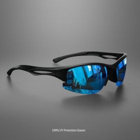 1/3PACK New half-rim polarized sports sunglasses Colorful lenses Unisex suitable for driving, fishing, outdoor recreation (Lenses Color: C3-blue)