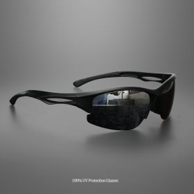 1/3PACK New half-rim polarized sports sunglasses Colorful lenses Unisex suitable for driving, fishing, outdoor recreation (Lenses Color: C1-BLACK)