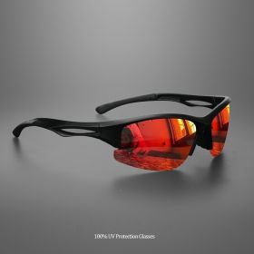 1/3PACK New half-rim polarized sports sunglasses Colorful lenses Unisex suitable for driving, fishing, outdoor recreation (Lenses Color: C2-red)