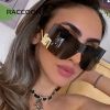One Piece Arc Shield Rimless Sunglasses Women Vintage Fashion Sun Glasses Female Big Frame Sexy Trend Luxury Brand Design Shades