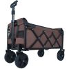 Expandable Dual-Layer Utility Wagon with 100% Extra Space - Grocery Cart for Camping, Shopping, Sports, Gardening, Fishing, Supports 225lbs, Brown