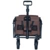 Expandable Dual-Layer Utility Wagon with 100% Extra Space - Grocery Cart for Camping, Shopping, Sports, Gardening, Fishing, Supports 225lbs, Brown