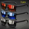 3 PCS Fashion Vintage Square Sunglasses Men Women Fishing Driving Man Luxury Brand Designer Sun Glasses Anti-Glare Eyewear UV400