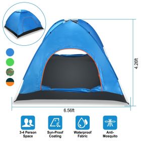 4 Persons Camping Waterproof Tent Pop Up Tent Instant Setup Tent w/2 Mosquito Net Doors Carrying Bag Folding 4 Seasons for Hiking Climbing Adventure F (Option: Green)