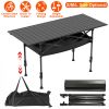 Portable Folding Camping Table With Adjustable Height Hanging Net Rustproof Carbon Steel Foldable Roll-Up Camping Table for Picnic Camping Hiking Beac