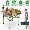 Folding Camping Table Portable Lightweight Carbon Steel Roll-up Picnic BBQ Desk with Carry Bag Heavy Duty for Outdoor Beach Backyard Party Patio Campi