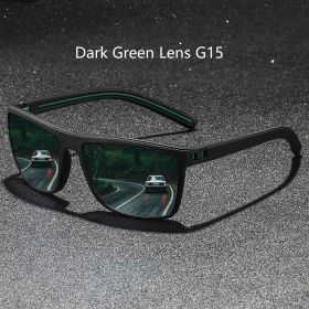 Classic Vintage Check Pattern Square Sunglasses Men Women Fashion Fishing Driving Man Sun Glasses UV400 Retro Eyewear (Lenses Color: Dark Green G15)