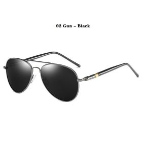 Luxury Pilot Polarized Sunglasses Men Women Driving Fishing Retro Sun Glasses Brand Designer Male Metal Sunglasses For Man UV400 (Lenses Color: 02 Gun - Black)