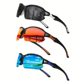 3pcs Polarized Sports Glasses For Men & Women, Outdoor Casual Windproof Glasses For Cycling, Baseball, Running, Fishing, Golf, (Lenses Color: Black White Red Blue)
