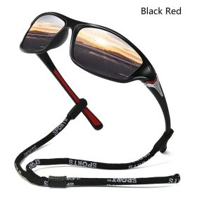 Men And Women Outdoor Sports Polarized Sunglasses With Chain Cycling Climbing Skiing Fishing Vintage Sun Glasses UV400 Eyewear (Lenses Color: ChainD23(Black Red))