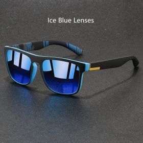 Fashion Vintage Square Sports Sunglasses Men Women Fishing Driving For Man Brand Designer Sun Glasses Anti-Glare UV400 Eyewear (Lenses Color: IceBlue Lenses)