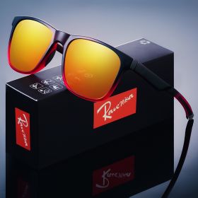 Fashion Square Polarized Sunglasses man Driving Fishing Luxury Brand Designer UV400 Eyewear (Lenses Color: Red, Frame Color: polarized)