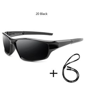 Men's Polarized Fishing Sunglasses With Glasses Chain For Men Women Driving Hiking Sun Glasses Fishing UV400 Eyewear (Lenses Color: 20 Black)