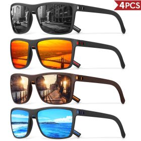 3/4 Pack New Designer Box Polarized Colorful Sunglasses for Men and Women Suitable for Driving, Fishing, Outdoor Sports UV400 (Lenses Color: 4PCS-C14)