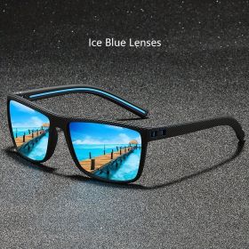 Fashion Nail Decoration Vintage Square polarized Sunglasses Men Women Brand Designer Sun Glasses Driving Fishing UV400 Eyewear (Lenses Color: Ice Blue Lenses)