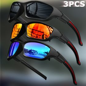 2/3PCS New Polarized Sunglasses for Men Outdoor Fashion Sports Fishing Cycling Eye Protection Sun Glasses Luxury Design Uv400 (Lenses Color: 3PCS-1)