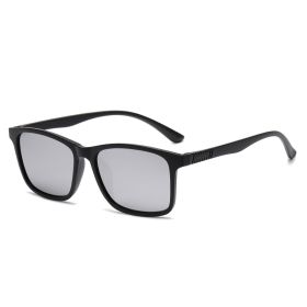 2024 New Men's Business Polarized Sunglasses Square Frame Fashion Sunglasses Outdoor Fishing Driving (Lenses Color: Silver)