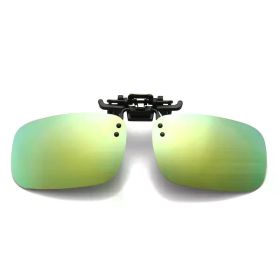 Polarized Clip Sunglasses Myopia Glasses Clip Driver Fishing Outdoor Cycling Night Vision Myopia Clip-On Sun Shading Eyeglasses (Lenses Color: Yellow Green, Frame Color: L Size)