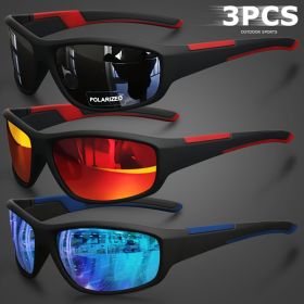Sports Polarized Sunglasses for Men Lightweight Night Vision Male Shades Cycling Driving Fishing Fashion Mirror Sunglass UV400 (Lenses Color: 3PCS-2)
