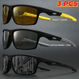 2025 New Sports Polarized Sunglasses Wraparound Design Multicolor Coated Lenses Unisex UV Protection for Driving Fishing Durable (Lenses Color: 3PCS-C2)