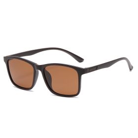 Luxury Men Polarized sunglasses Fashion Vintage square Ultra Light TR90Frame Driving Fishing sun Glasses For Man UV400 Eyewear (Lenses Color: Brown)