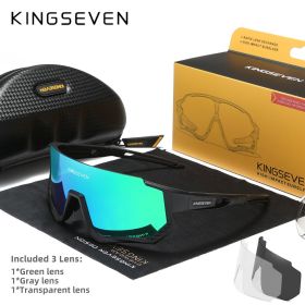 KINGSEVEN New Cycling Sunglasses Men Sports Women Mtb Bicycle Glasses UV400 Polarized Fishing Protection Eyewear Outdoor (Lenses Color: C07 Black-Green, Frame Color: other)