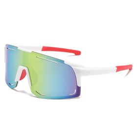Sports Wrap Around Sunglasses For Women Men Large One Piece Sun Shades For Cycling Fishing Skiing Fashion Sun Glasses UV400 (Lenses Color: white red)