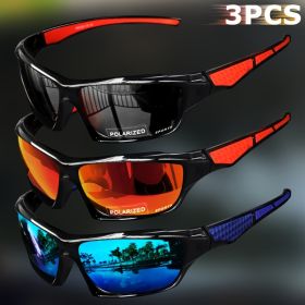 1/3PCS Sports Polarized Sunglasses for Men Lightweight Night Vision Male Shades Cycling Driving Fishing Fashion Mirror Sunglass (Lenses Color: 3PCS-2)