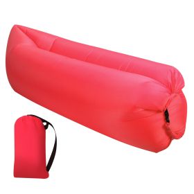 Inflatable Lounger Air Sofa Lazy Bed Sofa w/ Portable Organizing Bag Water-Resistant Anti-Leaking for Backyard Lakeside Beach Traveling Camping Picnic (Color: Red, size: One Size)