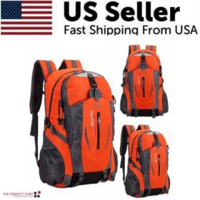 40L Men Women Travel Backpack Rucksack Camping Laptop Hiking School (Color: Orange)