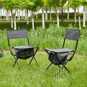 2-piece Folding Outdoor Chair with Storage Bag, Portable Chair for indoor, Outdoor Camping, Picnics and Fishing,Grey (Color: as Pic)